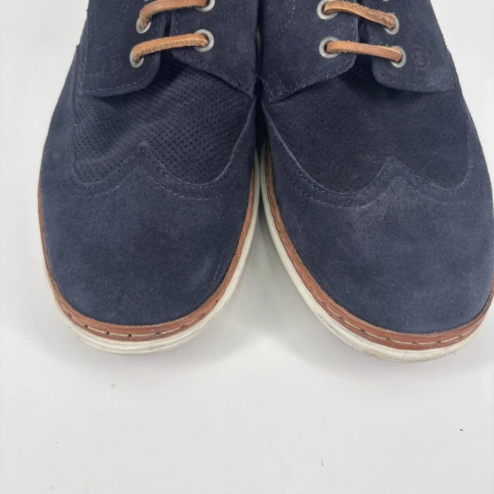 Massimo Dutti Men's Navy Blue Suede Derby‎ Shoes US 8 / EU 41 Lace-Up Classic